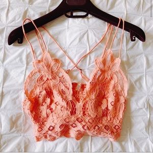 free people - pink adella floral lace bralette